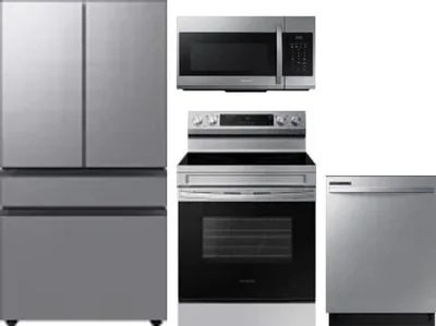 4 Piece Package Includes Refrigerator, Range, Microwave And Dishwasher