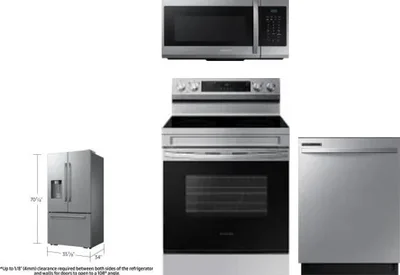 4 Piece Package Includes Refrigerator, Range, Microwave And Dishwasher
