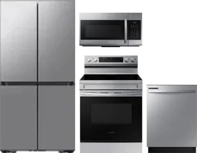 4 Piece Package Includes Refrigerator, Range, Microwave And Dishwasher
