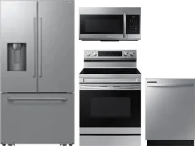 4 Piece Package Includes Refrigerator, Range, Microwave And Dishwasher