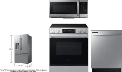4 Piece Package Includes Refrigerator, Range, Microwave And Dishwasher