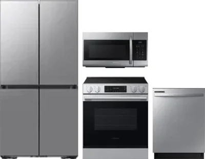4 Piece Package Includes Refrigerator, Range, Microwave And Dishwasher