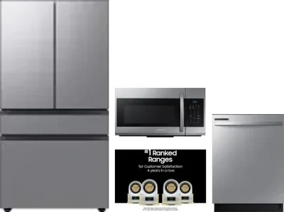 4 Piece Package Includes Refrigerator, Range, Microwave And Dishwasher
