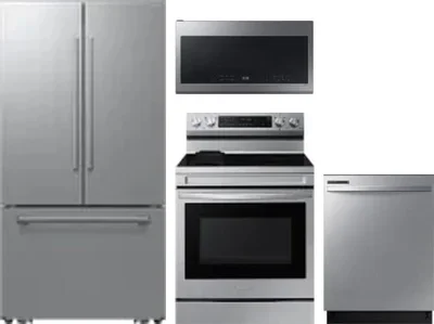 4 Piece Package Includes Refrigerator, Range, Microwave And Dishwasher
