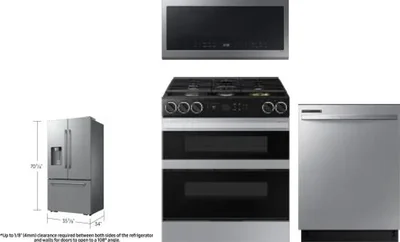4 Piece Package Includes Refrigerator, Range, Microwave And Dishwasher