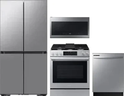 4 Piece Package Includes Refrigerator, Range, Microwave And Dishwasher