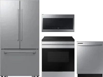 4 Piece Package Includes Refrigerator, Range, Microwave And Dishwasher