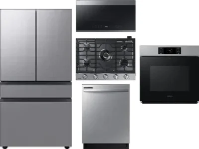 5 Piece Package Includes Refrigerator, Cooktop, Wall Oven, Microwave And Dishwasher