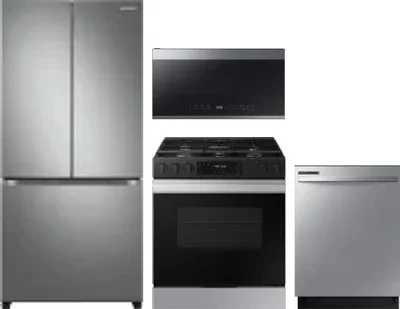 4 Piece Package Includes Refrigerator, Range, Microwave And Dishwasher