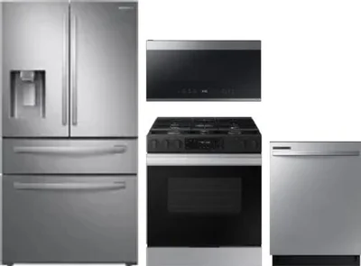 4 Piece Package Includes Refrigerator, Range, Microwave And Dishwasher