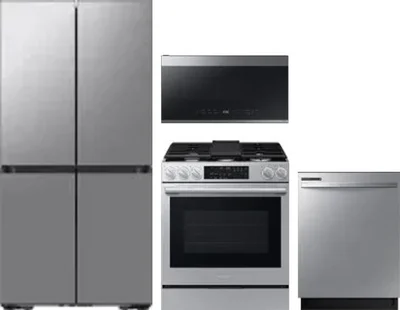 4 Piece Package Includes Refrigerator, Range, Microwave And Dishwasher