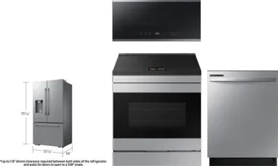 4 Piece Package Includes Refrigerator, Range, Microwave And Dishwasher