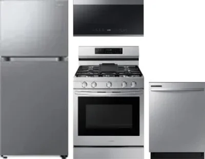 4 Piece Package Includes Refrigerator, Range, Microwave And Dishwasher