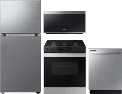 4 Piece Package Includes Refrigerator, Range, Microwave And Dishwasher