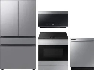 4 Piece Package Includes Refrigerator, Range, Microwave And Dishwasher