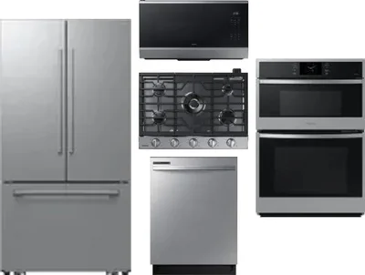 5 Piece Package Includes Refrigerator, Cooktop, Wall Oven, Microwave And Dishwasher