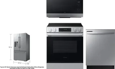 4 Piece Package Includes Refrigerator, Range, Microwave And Dishwasher