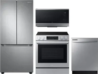 4 Piece Package Includes Refrigerator, Range, Microwave And Dishwasher