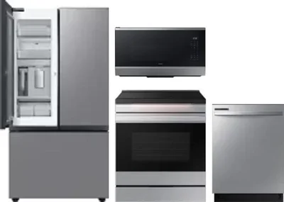 4 Piece Package Includes Refrigerator, Range, Microwave And Dishwasher