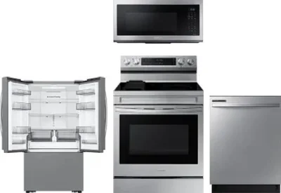4 Piece Package Includes Refrigerator, Range, Microwave And Dishwasher