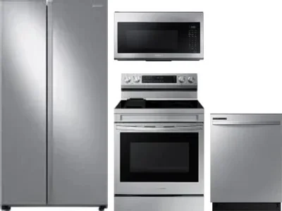 4 Piece Package Includes Refrigerator, Range, Microwave And Dishwasher