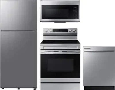 4 Piece Package Includes Refrigerator, Range, Microwave And Dishwasher