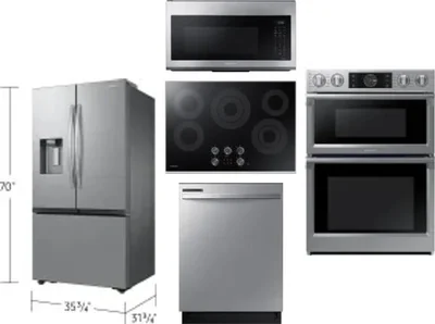 5 Piece Package Includes Refrigerator, Cooktop, Wall Oven, Microwave And Dishwasher