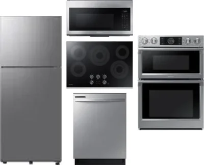 5 Piece Package Includes Refrigerator, Cooktop, Wall Oven, Microwave And Dishwasher