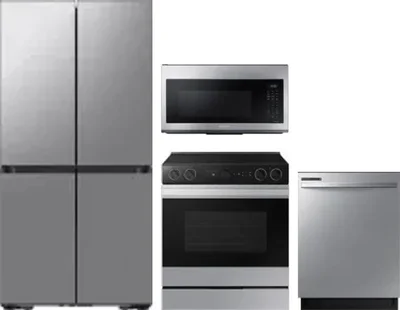 4 Piece Package Includes Refrigerator, Range, Microwave And Dishwasher