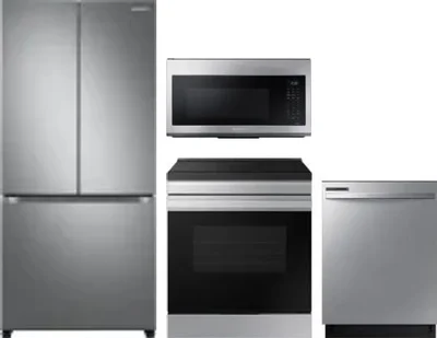 4 Piece Package Includes Refrigerator, Range, Microwave And Dishwasher
