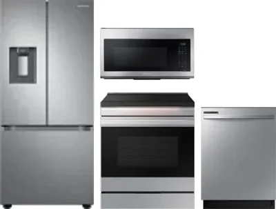 4 Piece Package Includes Refrigerator, Range, Microwave And Dishwasher