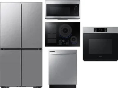 5 Piece Package Includes Refrigerator, Cooktop, Wall Oven, Microwave And Dishwasher