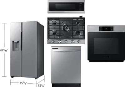 5 Piece Package Includes Refrigerator, Cooktop, Wall Oven, Microwave And Dishwasher
