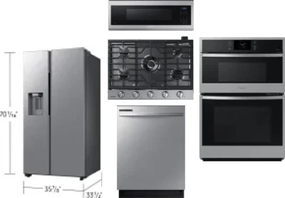 5 Piece Package Includes Refrigerator, Cooktop, Wall Oven, Microwave And Dishwasher