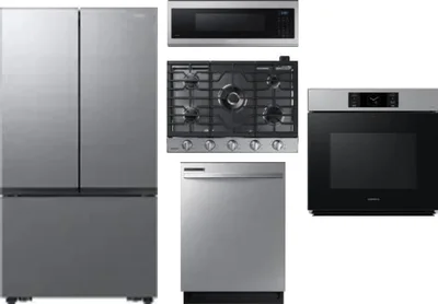 5 Piece Package Includes Refrigerator, Cooktop, Wall Oven, Microwave And Dishwasher