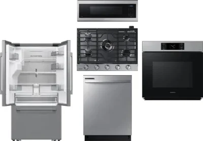 5 Piece Package Includes Refrigerator, Cooktop, Wall Oven, Microwave And Dishwasher