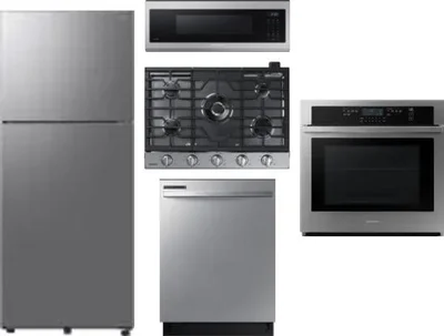 5 Piece Package Includes Refrigerator, Cooktop, Wall Oven, Microwave And Dishwasher