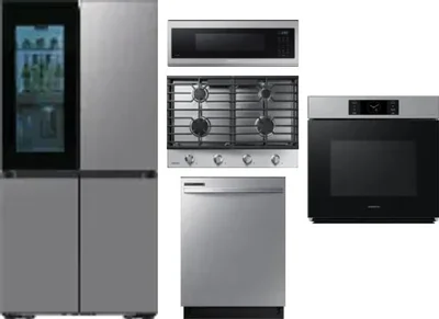 5 Piece Package Includes Refrigerator, Cooktop, Wall Oven, Microwave And Dishwasher
