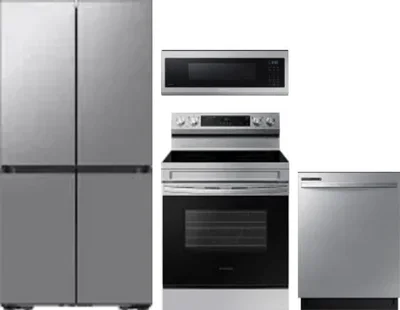 4 Piece Package Includes Refrigerator, Range, Microwave And Dishwasher