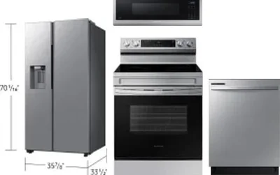 4 Piece Package Includes Refrigerator, Range, Microwave And Dishwasher