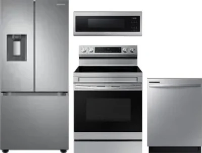 4 Piece Package Includes Refrigerator, Range, Microwave And Dishwasher