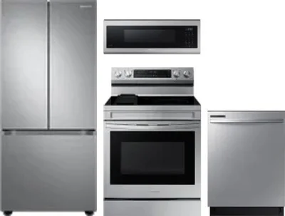 4 Piece Package Includes Refrigerator, Range, Microwave And Dishwasher