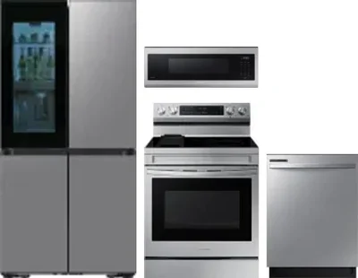 4 Piece Package Includes Refrigerator, Range, Microwave And Dishwasher