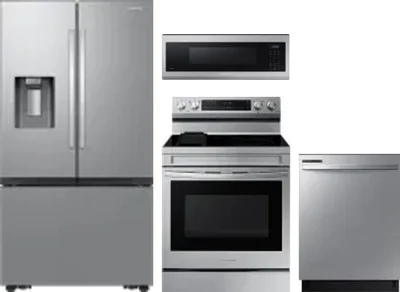 4 Piece Package Includes Refrigerator, Range, Microwave And Dishwasher