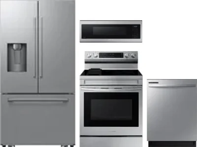 4 Piece Package Includes Refrigerator, Range, Microwave And Dishwasher