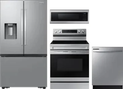 4 Piece Package Includes Refrigerator, Range, Microwave And Dishwasher