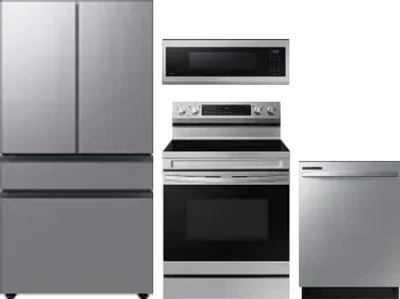 4 Piece Package Includes Refrigerator, Range, Microwave And Dishwasher