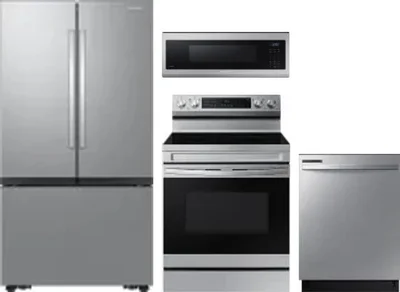 4 Piece Package Includes Refrigerator, Range, Microwave And Dishwasher