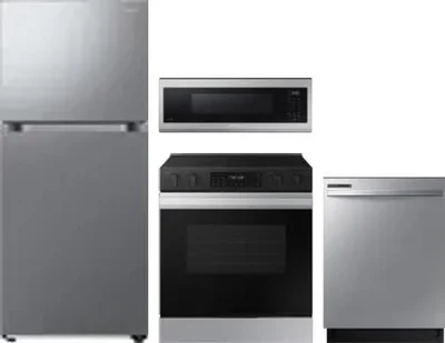 4 Piece Package Includes Refrigerator, Range, Microwave And Dishwasher