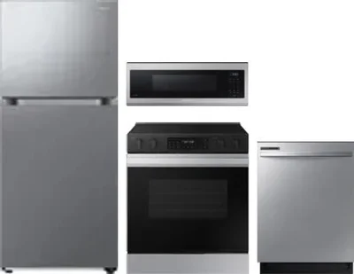 4 Piece Package Includes Refrigerator, Range, Microwave And Dishwasher